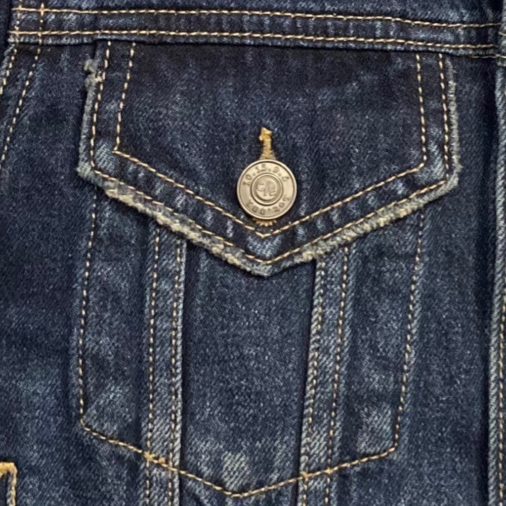Current/Elliott Baby Trucker Jacket Denim Distressed Dark Blue Wash Cropped 2 - Picture 14 of 16